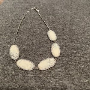 White Marble gem, silver chain charming Charlie’s